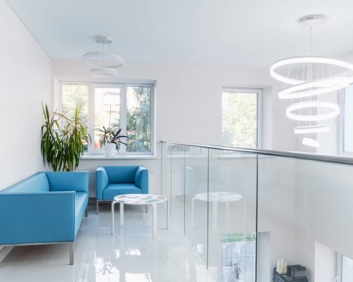 Lobby in modern medical clinic